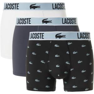 imageLacoste mens Cotton Stretch Print Animation Trunks 3packBlackNavyWhite