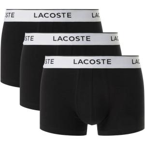 imageLacoste mens Cotton Stretch Tricolor Waistband Trunks 3packBlack With White Waistbands