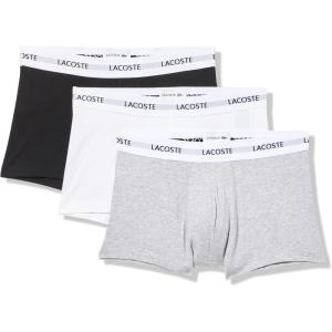 imageLacoste mens Cotton Stretch Tricolor Waistband Trunks 3packBlackWhiteDove Grey