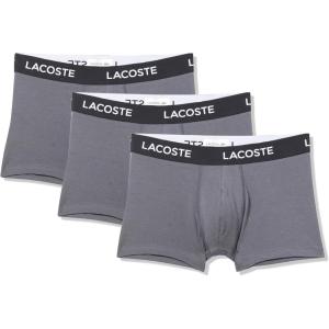 imageLacoste mens Cotton Stretch Tricolor Waistband Trunks 3packGrey