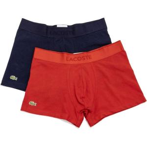 imageLacoste mens Cotton Stretch Tricolor Waistband Trunks 3packNavy BlueRed