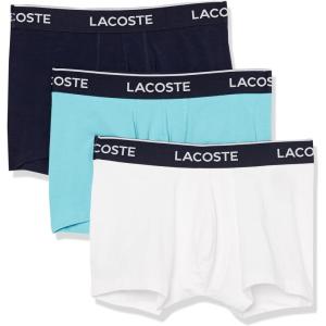 imageLacoste mens Cotton Stretch Tricolor Waistband Trunks 3packWhiteNavy BlueBright Blue