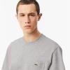 imageLacoste Mens Cotton TShirt with Breast PocketSilver Chine Pocket