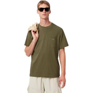imageLacoste Mens Cotton TShirt with Breast PocketKhaki Pocket