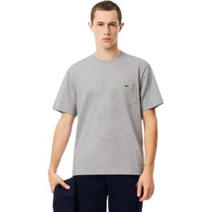 imageLacoste Mens Cotton TShirt with Breast PocketSilver Chine Pocket