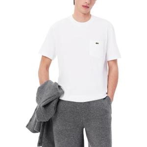 imageLacoste Mens Cotton TShirt with Breast PocketWhite Pocket