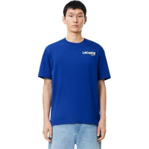 imageLacoste Mens Crew Neck Short Sleeve Classic Fit Graphic TShirtCaptain Blue Animated