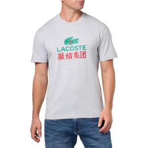 imageLacoste Mens Crew Neck Short Sleeve Classic Fit Graphic TShirtSilver Chine