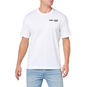 imageLacoste Mens Crew Neck Short Sleeve Classic Fit Graphic TShirtWhite Animated