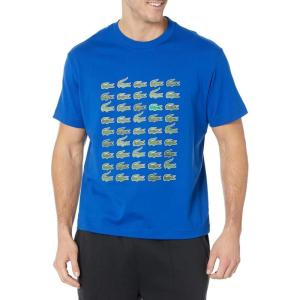 imageLacoste Mens Crew Neck Short Sleeve Relaxed Fit Graphic TShirtCobalt Mini Crocs