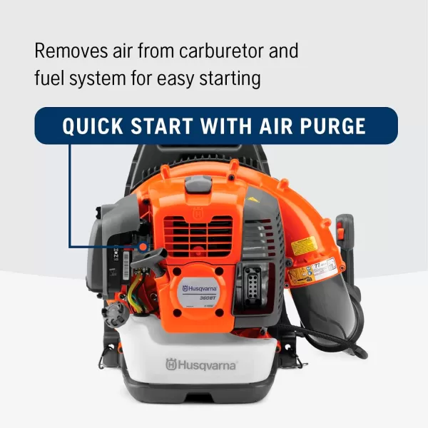 Husqvarna 360BT 65.6cc 2-Cycle Gas 890 CFM 232 MPH Backpack Leaf Blower , Orange