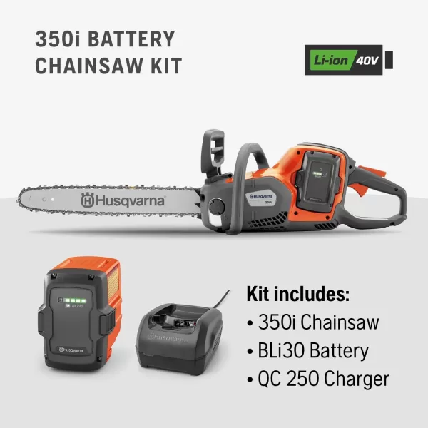 Husqvarna Power Axe 350i Cordless Electric Chainsaw, 18 Inch Chainsaw with Brushless Motor and Quiet Superior Cutting Power, 40V Lithium-Ion Battery and Charger Included