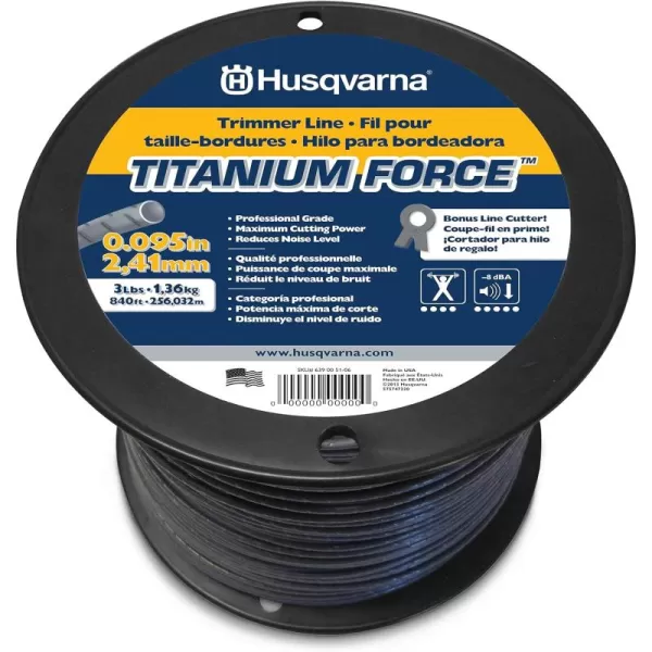 Husqvarna string trimmer line .095-Inch 840ft spool Titanium Force High efficiency Long life Faster acceleration