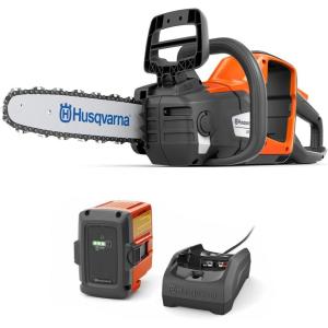 imageHusqvarna 970547511 Power Axe 225i 56V LithiumIon 14 in Cordless Electric Chainsaw 25 AhBattery  Charger