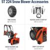 imageHusqvarna ST224 Snow Blower 212cc 59HP 24Inch Snow Thrower Friction Disc Transmission Two Stage with Push Button Electric Start and Power Steering Orange212 cc