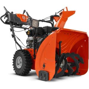 imageHusqvarna ST224 Snow Blower 212cc 59HP 24Inch Snow Thrower Friction Disc Transmission Two Stage with Push Button Electric Start and Power Steering Orange208 cc