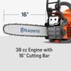 imageHusqvarna 130 Gas Powered Chainsaw 38cc 2HP 2Cycle XTorq Engine 16 Inch Chainsaw with Automatic Oiler For Wood Cutting and Tree Pruning