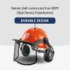 imageHusqvarna 592752602 Chainsaw Helmet with Metal Mesh Face Shield Adjustable Ear Muffs for Hearing Protection and Sun Peak HDPE Forestry Helmet Shell OrangeOne Size Pack of 4