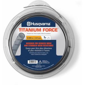 imageHusqvarna Titanium Force 0095Inch 280Foot Spooled String Trimmer Line Professional Grade Copolymer Weed Eater Line with Cutter280 x 0095