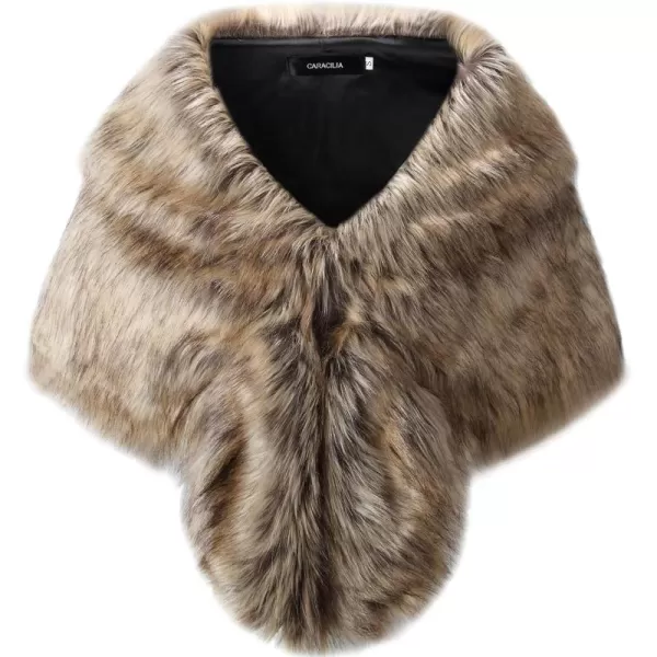 Caracilia Faux Fur Shawl Wrap Stole Shrug Winter Bridal Wedding Cover Up