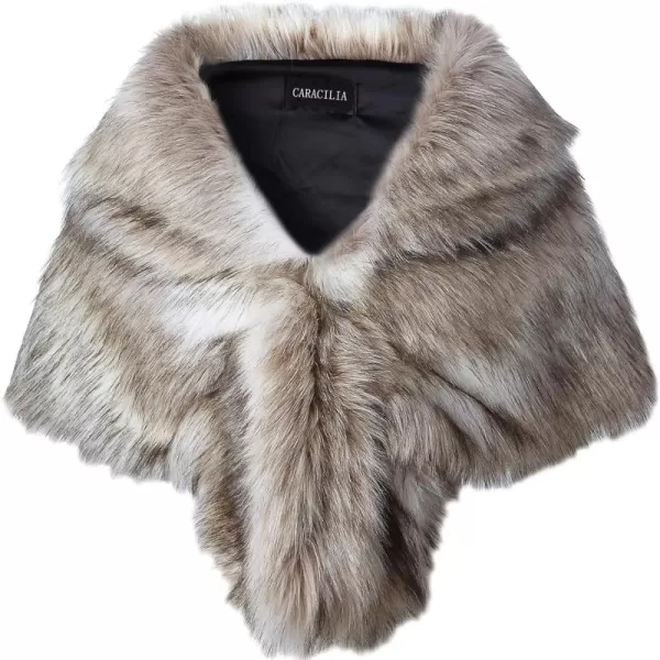 Caracilia Faux Fur Shawl Wrap Stole Shrug Winter Bridal Wedding Cover Up