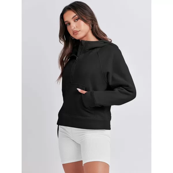 Caracilia Half Zip Sweatshirts Cropped Hoodies Fleece Quarter Zip Up Pullover Top Sweater Fall Outfits 2023 Winter Clothes