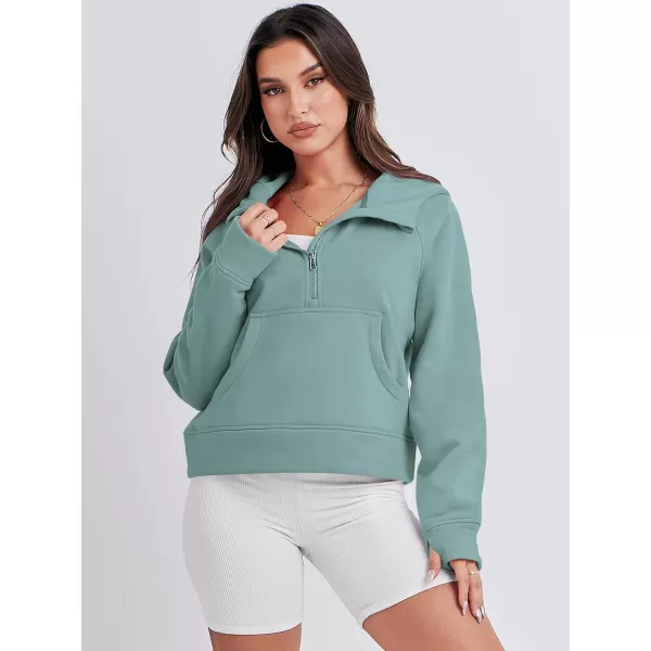 Caracilia Half Zip Sweatshirts Cropped Hoodies Fleece Quarter Zip Up Pullover Top Sweater Fall Outfits 2023 Winter Clothes
