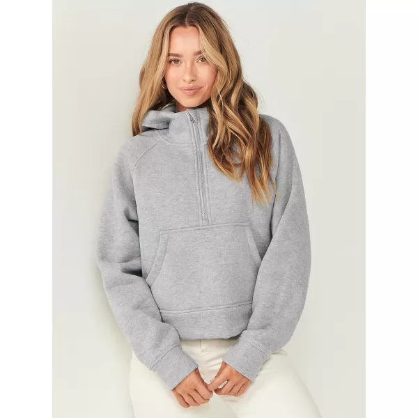 Caracilia Half Zip Sweatshirts Cropped Hoodies Fleece Quarter Zip Up Pullover Top Sweater Fall Outfits 2023 Winter Clothes