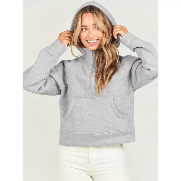 Caracilia Half Zip Sweatshirts Cropped Hoodies Fleece Quarter Zip Up Pullover Top Sweater Fall Outfits 2023 Winter Clothes