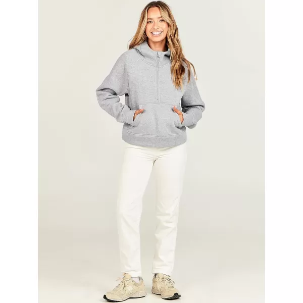 Caracilia Half Zip Sweatshirts Cropped Hoodies Fleece Quarter Zip Up Pullover Top Sweater Fall Outfits 2023 Winter Clothes