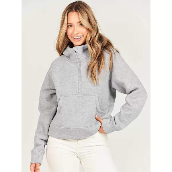 Caracilia Half Zip Sweatshirts Cropped Hoodies Fleece Quarter Zip Up Pullover Top Sweater Fall Outfits 2023 Winter Clothes