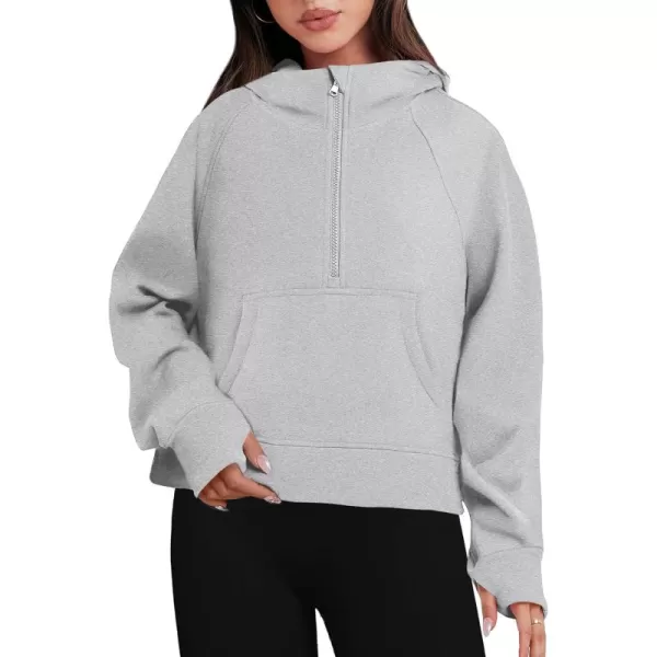 Caracilia Half Zip Sweatshirts Cropped Hoodies Fleece Quarter Zip Up Pullover Top Sweater Fall Outfits 2023 Winter Clothes