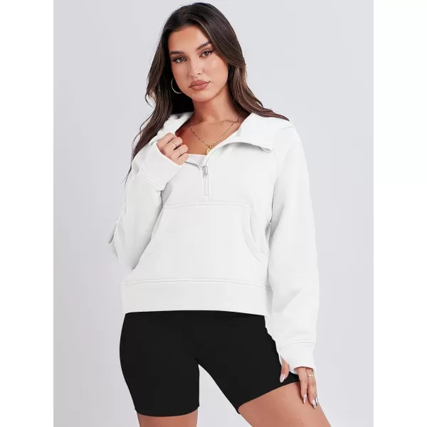Caracilia Half Zip Sweatshirts Cropped Hoodies Fleece Quarter Zip Up Pullover Top Sweater Fall Outfits 2023 Winter Clothes