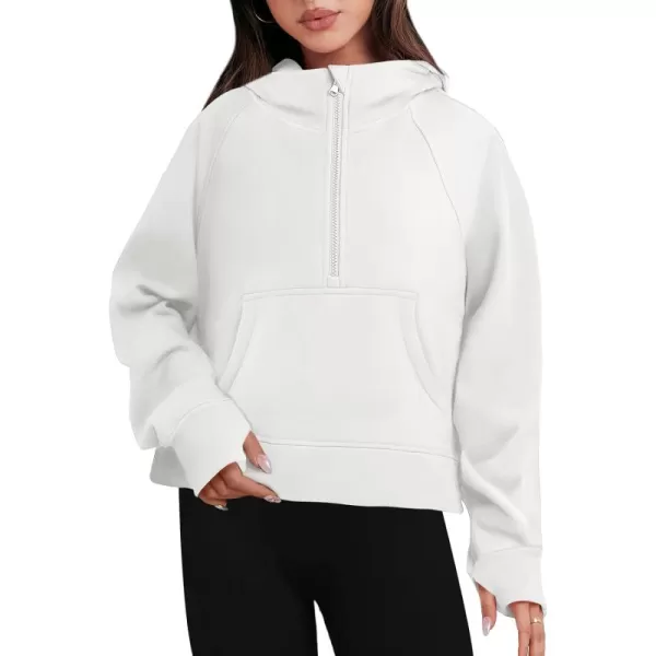 Caracilia Half Zip Sweatshirts Cropped Hoodies Fleece Quarter Zip Up Pullover Top Sweater Fall Outfits 2023 Winter Clothes