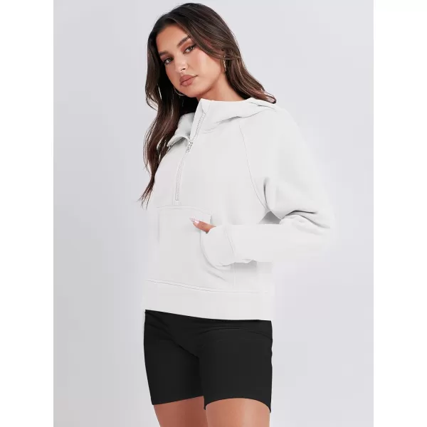 Caracilia Half Zip Sweatshirts Cropped Hoodies Fleece Quarter Zip Up Pullover Top Sweater Fall Outfits 2023 Winter Clothes