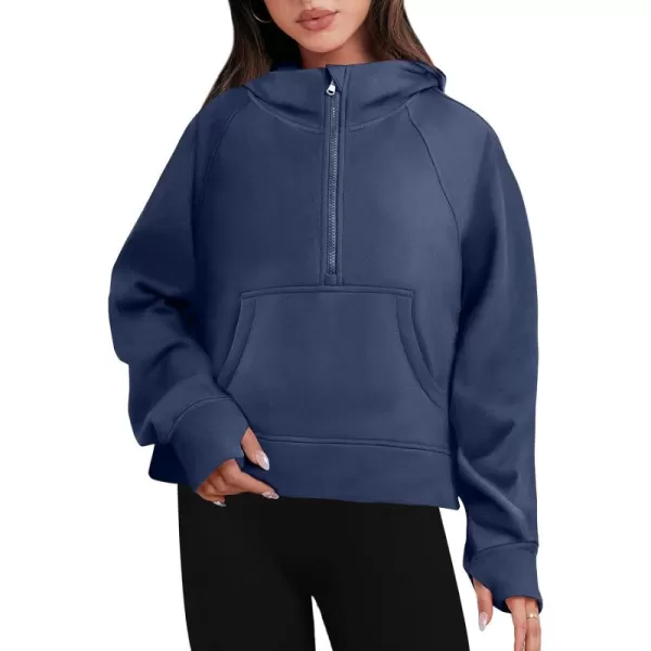 Caracilia Half Zip Sweatshirts Cropped Hoodies Fleece Quarter Zip Up Pullover Top Sweater Fall Outfits 2023 Winter Clothes