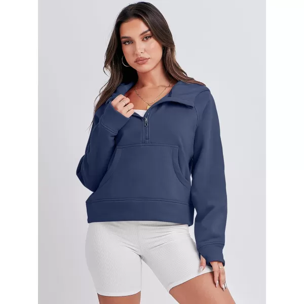 Caracilia Half Zip Sweatshirts Cropped Hoodies Fleece Quarter Zip Up Pullover Top Sweater Fall Outfits 2023 Winter Clothes