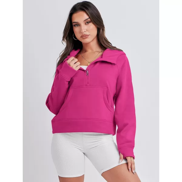 Caracilia Half Zip Sweatshirts Cropped Hoodies Fleece Quarter Zip Up Pullover Top Sweater Fall Outfits 2023 Winter Clothes