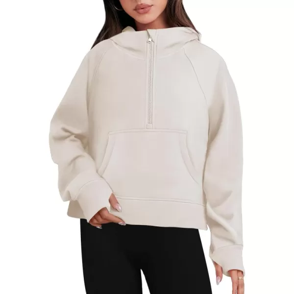 Caracilia Half Zip Sweatshirts Cropped Hoodies Fleece Quarter Zip Up Pullover Top Sweater Fall Outfits 2023 Winter Clothes