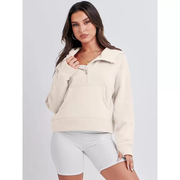 Caracilia Half Zip Sweatshirts Cropped Hoodies Fleece Quarter Zip Up Pullover Top Sweater Fall Outfits 2023 Winter Clothes