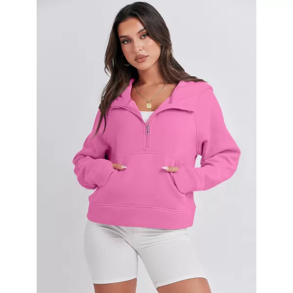 Caracilia Half Zip Sweatshirts Cropped Hoodies Fleece Quarter Zip Up Pullover Top Sweater Fall Outfits 2023 Winter Clothes