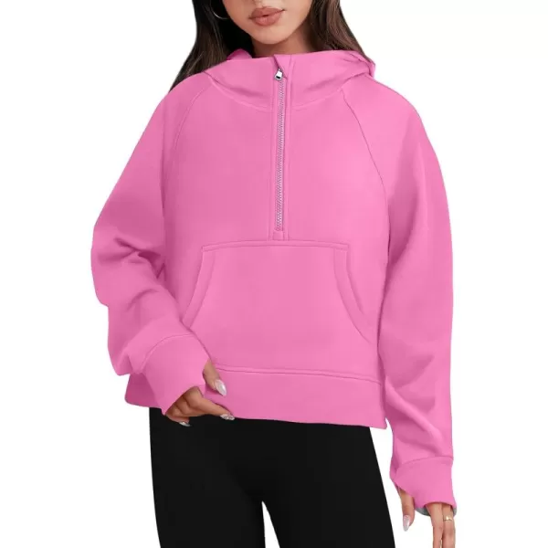 Caracilia Half Zip Sweatshirts Cropped Hoodies Fleece Quarter Zip Up Pullover Top Sweater Fall Outfits 2023 Winter Clothes