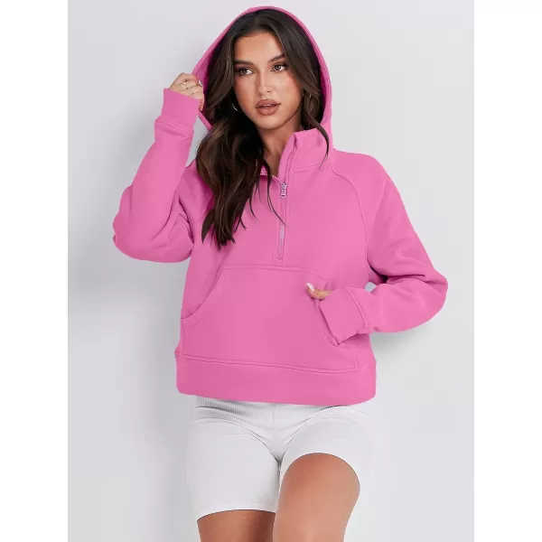 Caracilia Half Zip Sweatshirts Cropped Hoodies Fleece Quarter Zip Up Pullover Top Sweater Fall Outfits 2023 Winter Clothes