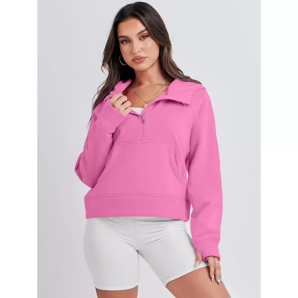 Caracilia Half Zip Sweatshirts Cropped Hoodies Fleece Quarter Zip Up Pullover Top Sweater Fall Outfits 2023 Winter Clothes