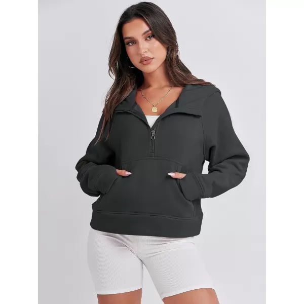 Caracilia Half Zip Sweatshirts Cropped Hoodies Fleece Quarter Zip Up Pullover Top Sweater Fall Outfits 2023 Winter Clothes