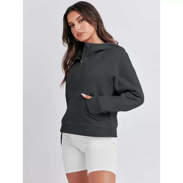 Caracilia Half Zip Sweatshirts Cropped Hoodies Fleece Quarter Zip Up Pullover Top Sweater Fall Outfits 2023 Winter Clothes
