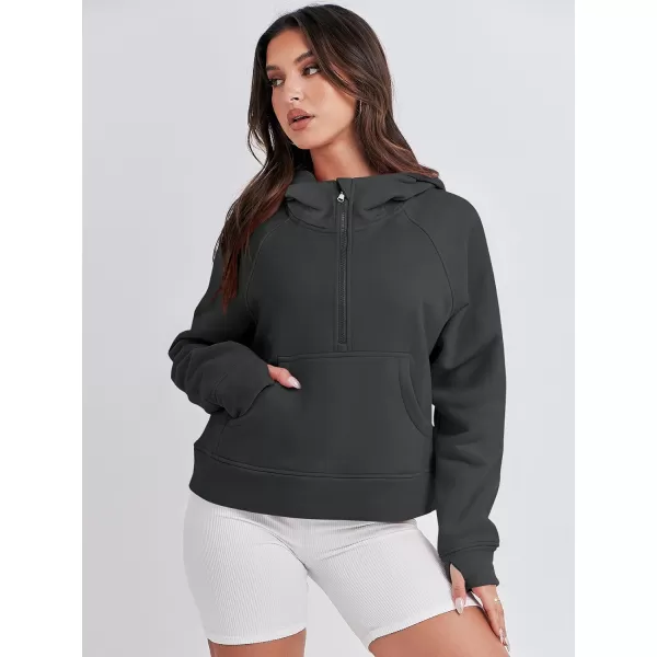 Caracilia Half Zip Sweatshirts Cropped Hoodies Fleece Quarter Zip Up Pullover Top Sweater Fall Outfits 2023 Winter Clothes