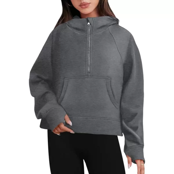 Caracilia Half Zip Sweatshirts Cropped Hoodies Fleece Quarter Zip Up Pullover Top Sweater Fall Outfits 2023 Winter Clothes