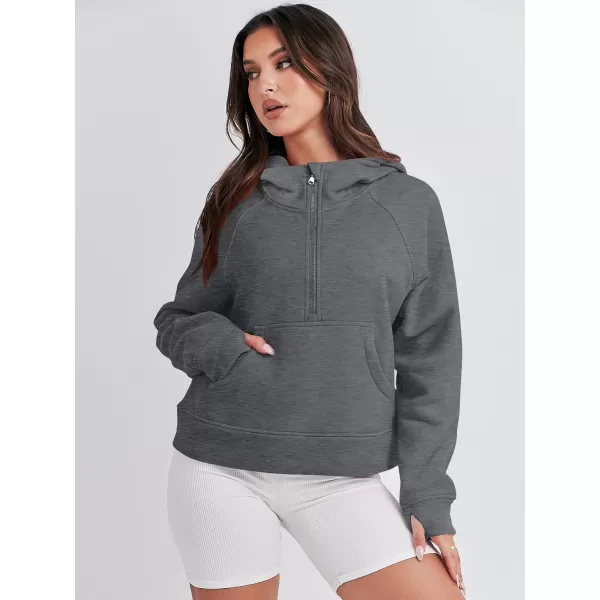 Caracilia Half Zip Sweatshirts Cropped Hoodies Fleece Quarter Zip Up Pullover Top Sweater Fall Outfits 2023 Winter Clothes