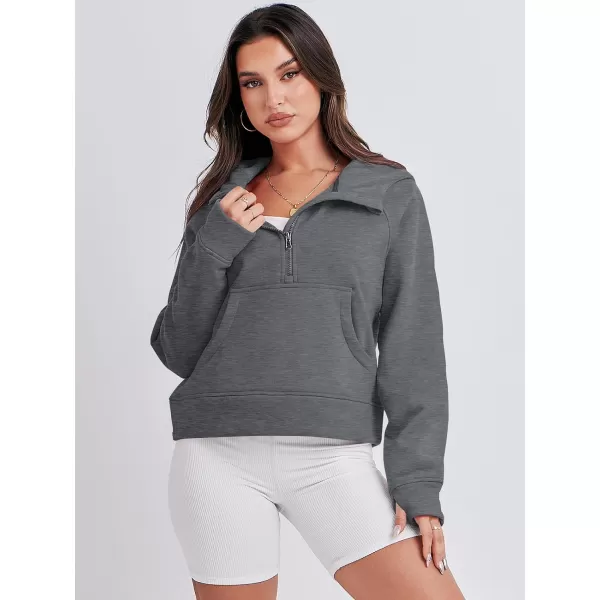 Caracilia Half Zip Sweatshirts Cropped Hoodies Fleece Quarter Zip Up Pullover Top Sweater Fall Outfits 2023 Winter Clothes